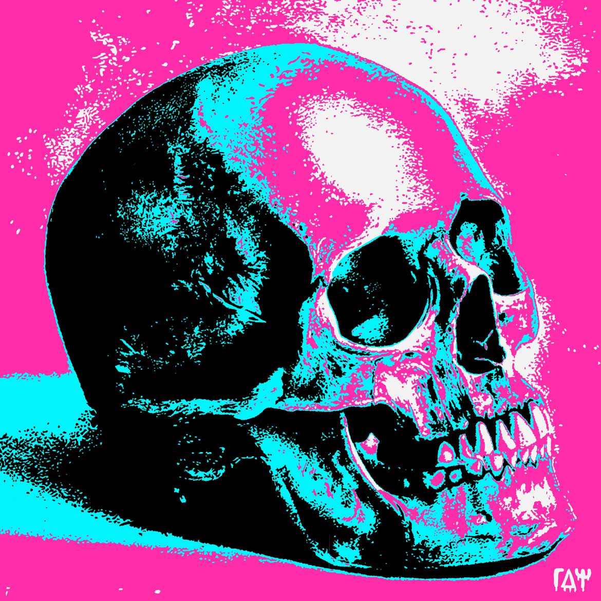 DAVID BOWIE SKULL ON PINK